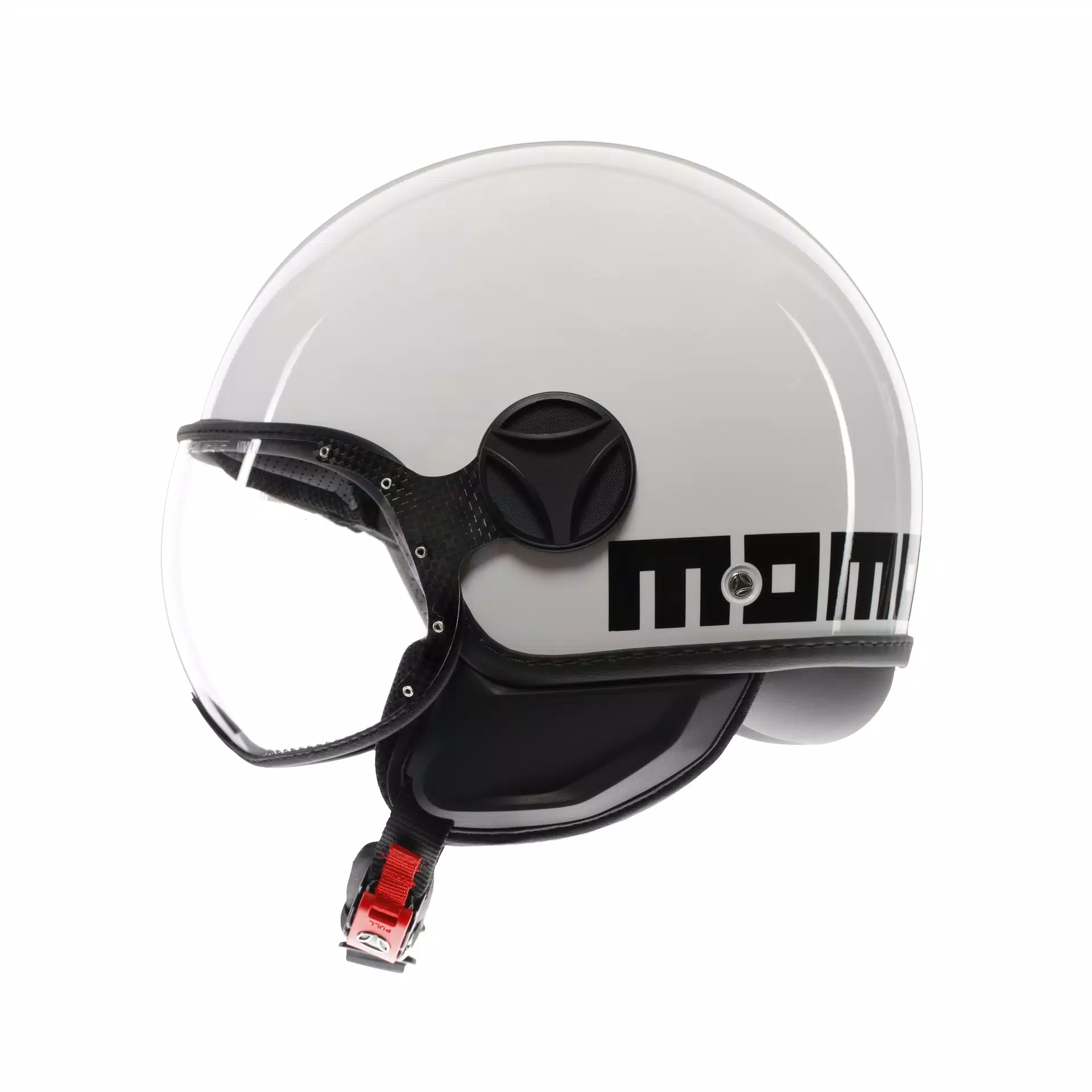 MOMODESIGN FGTR CLASSIC GLOSSY WHITE / BLACK - JET HELMET WITH VISOR E2206