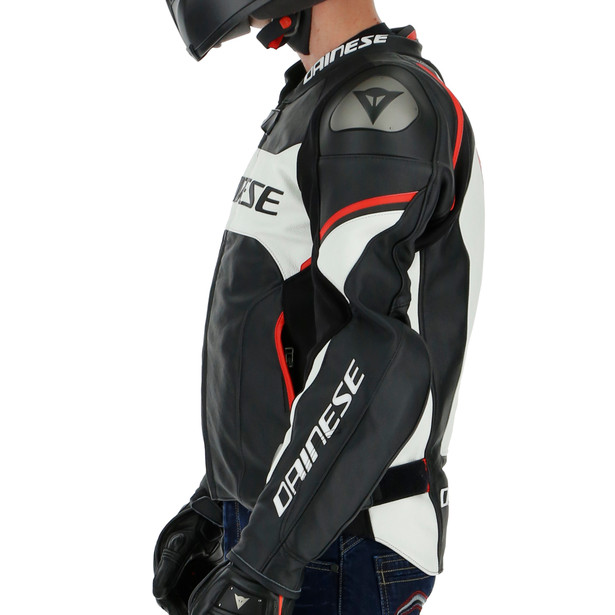 RACING 3 D-AIR® LEATHER JACKET BLACK/WHITE/LAVA-RED- Jackets