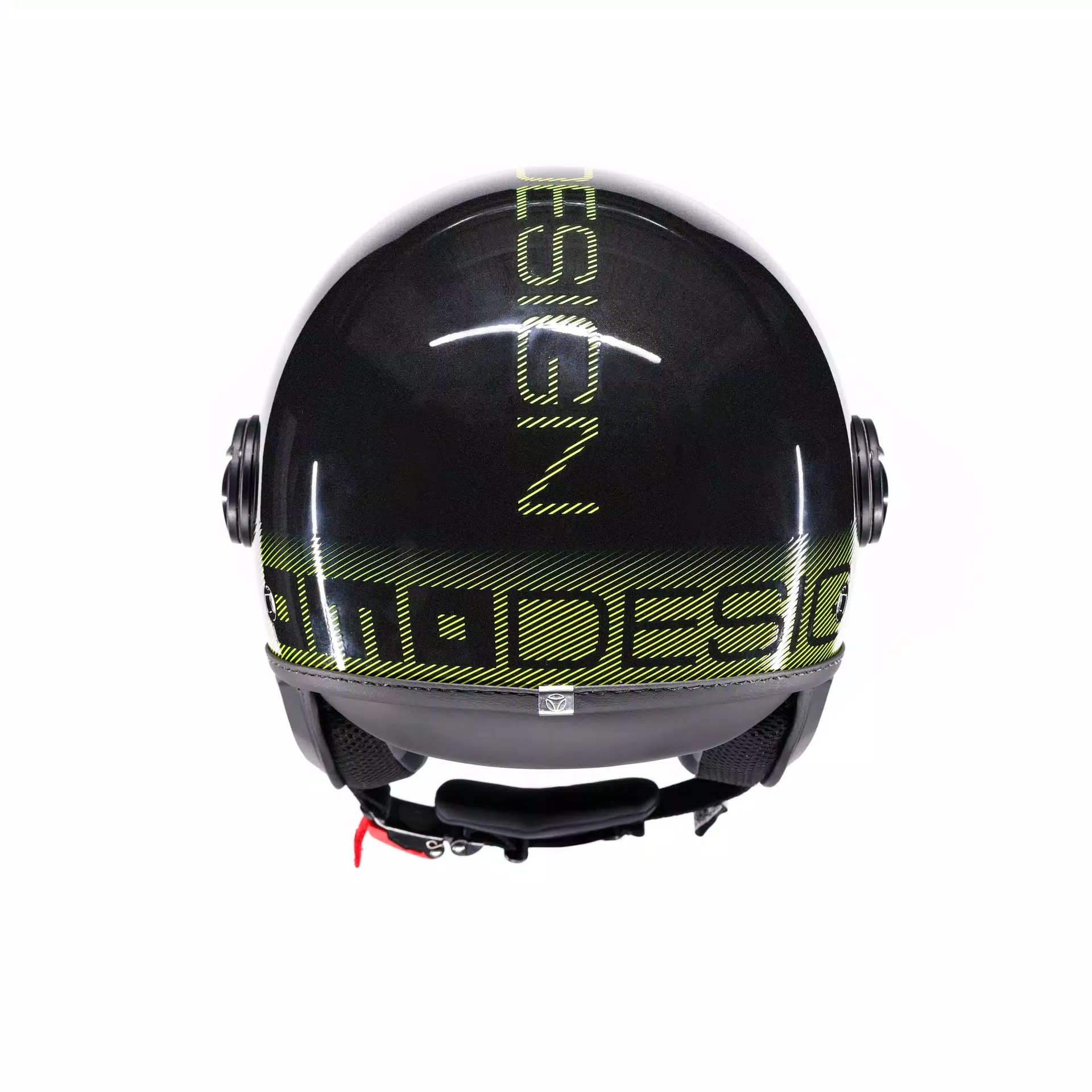 MOMODESIGN FGTR CLASSIC STRIPES GLITTER/YELLOW FLUO  - JET HELMET WITH VISOR E2206