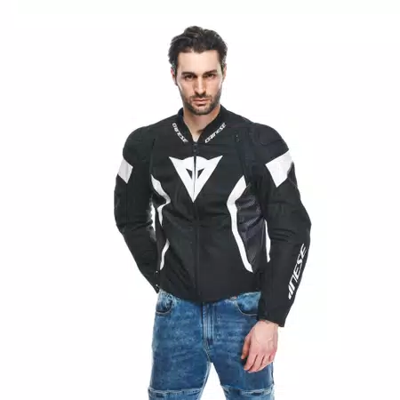 AVRO 5 TEX - HEREN MOTORFIETSJAS IN STOF - BLACK/WHITE/BLACK - 6