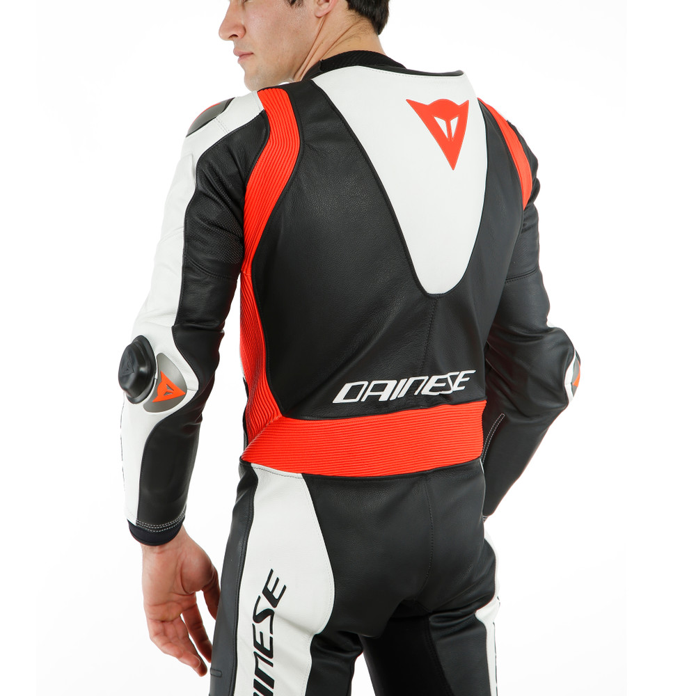 laguna-seca-5-combinaison-moto-racing-en-cuir-une-pi-ce-homme-black-white-fluo-red image number 6