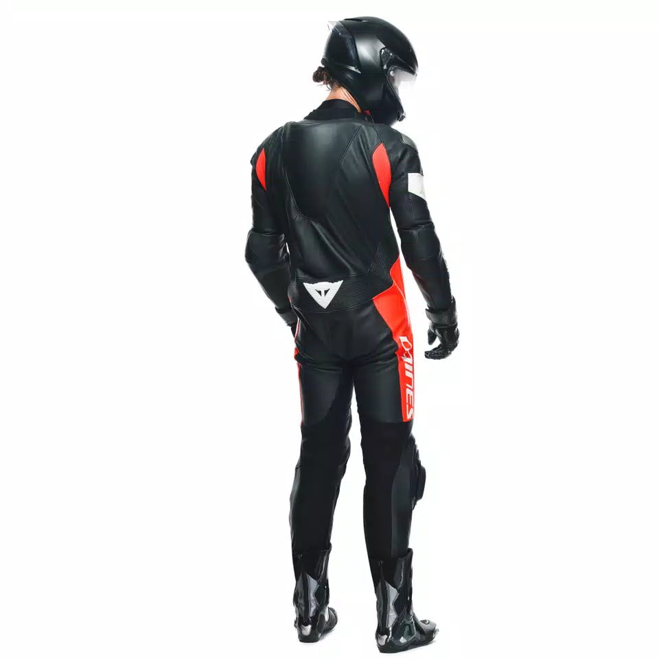 TOSA 1 PCS LEATHER SUIT PERF - BLACK/FLUO-RED/WHITE - 19