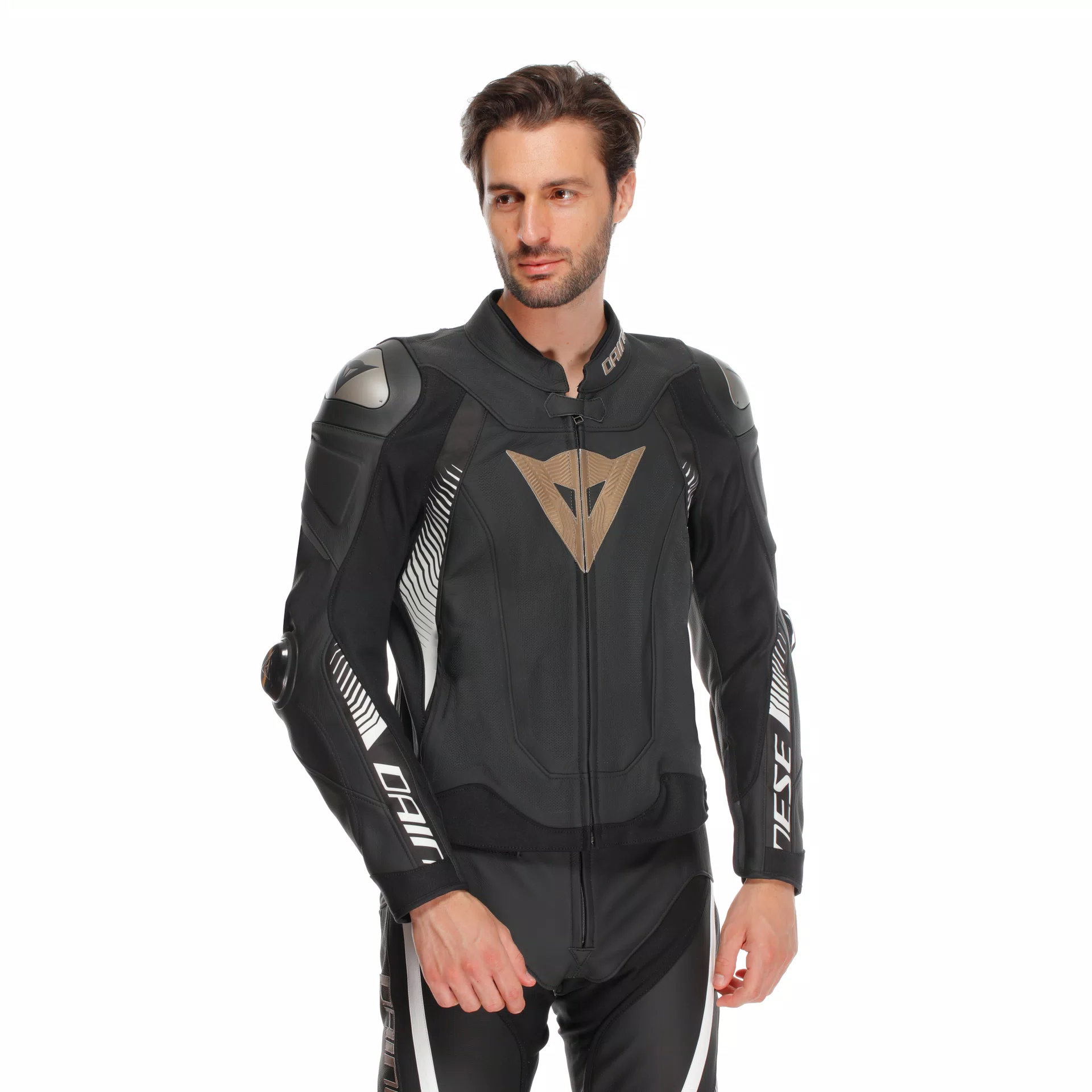 SUPER SPEED 4 LEATHER JACKET PERF. BLACK TIBETAN PLATINUM WHITE Dainese
