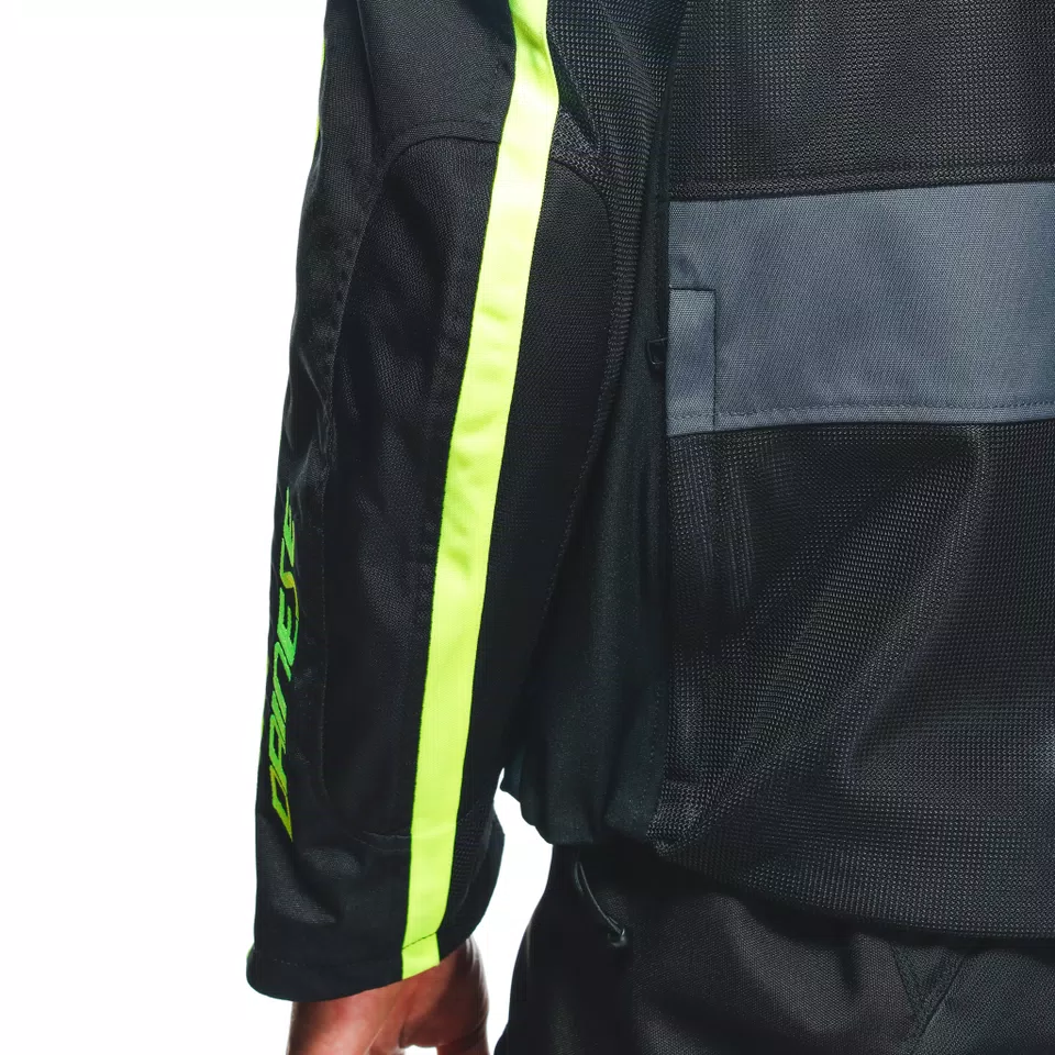 OUTLAW TEX - MEN'S SUMMER MOTORCYCLE JACKET IN FABRIC - BLACK/BLACK/EBONY/FLUO-YELLOW - 10