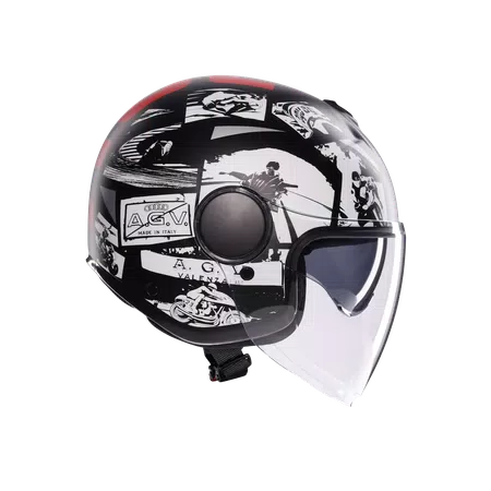 ETERES HISTORY MATT BLACK/WHITE/RED - MOTORBIKE OPEN FACE HELMET E2206 -  - 3