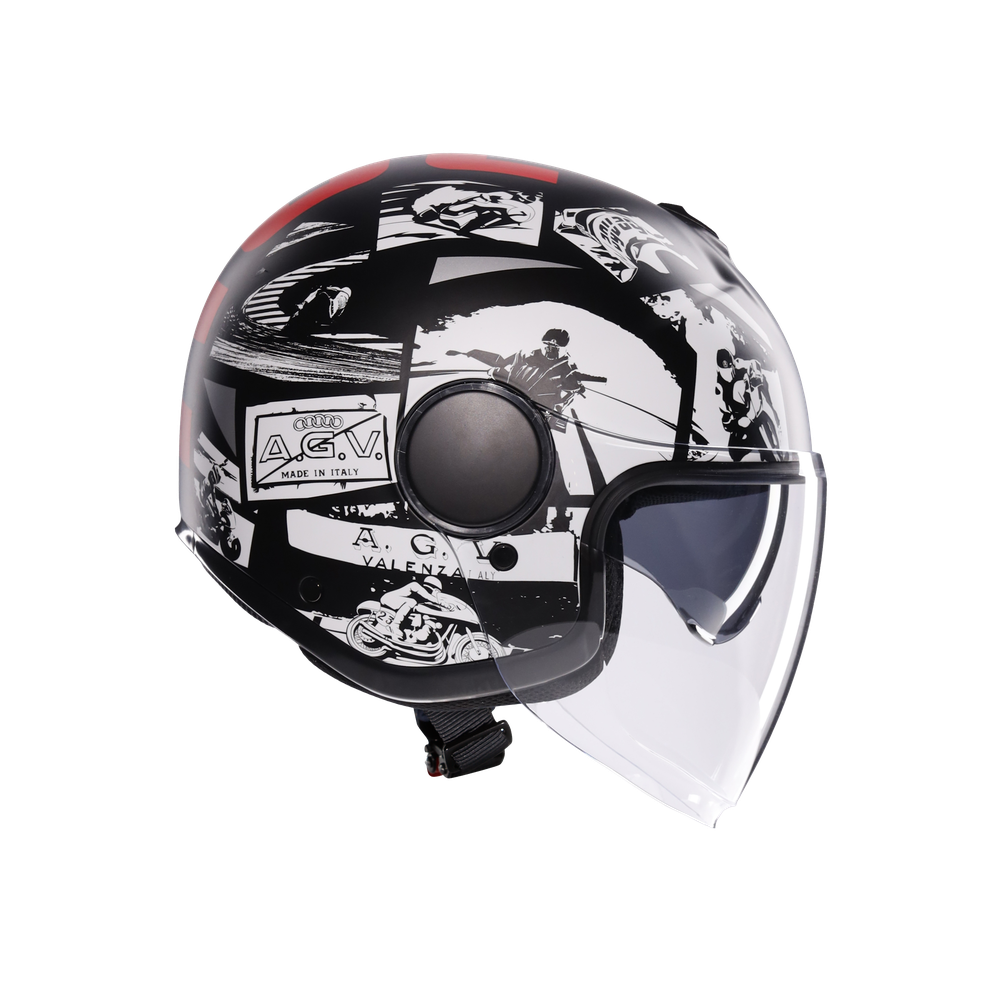 eteres-history-matt-black-white-red-motorbike-open-face-helmet-e2206 image number 2