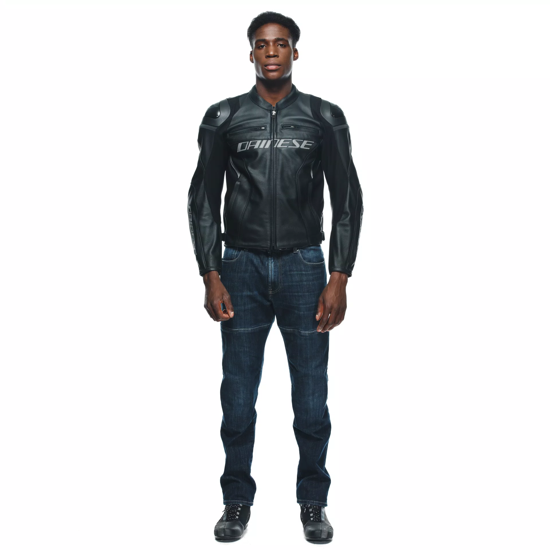 RACING 4 LEATHER JACKET S T BLACK BLACK Dainese
