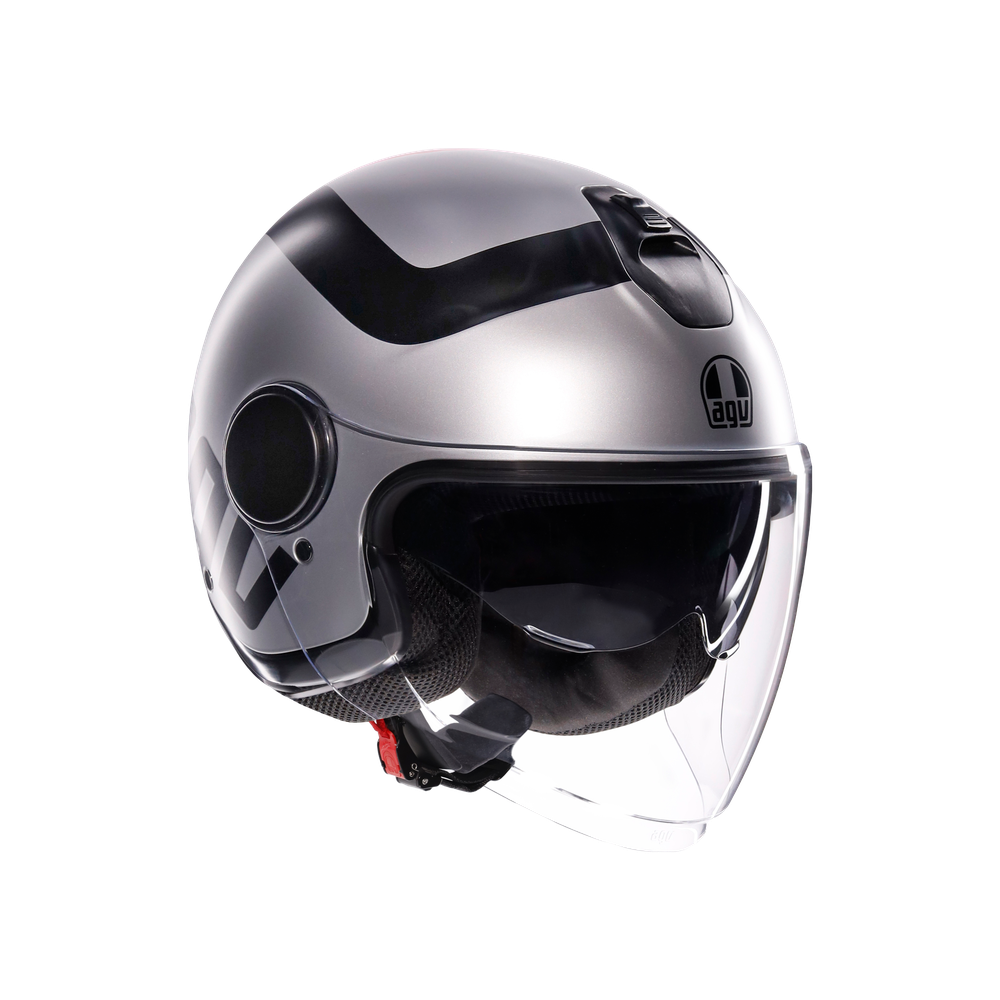 eteres-rimini-matt-grey-black-motorbike-open-face-helmet-e2206 image number 0