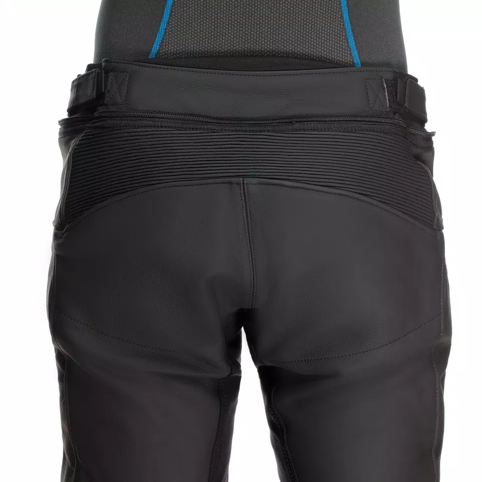 DELTA 4 - MEN'S MOTORCYCLE LEATHER PANTS - BLACK/TIBETAN PLATINUM/WHITE - 11