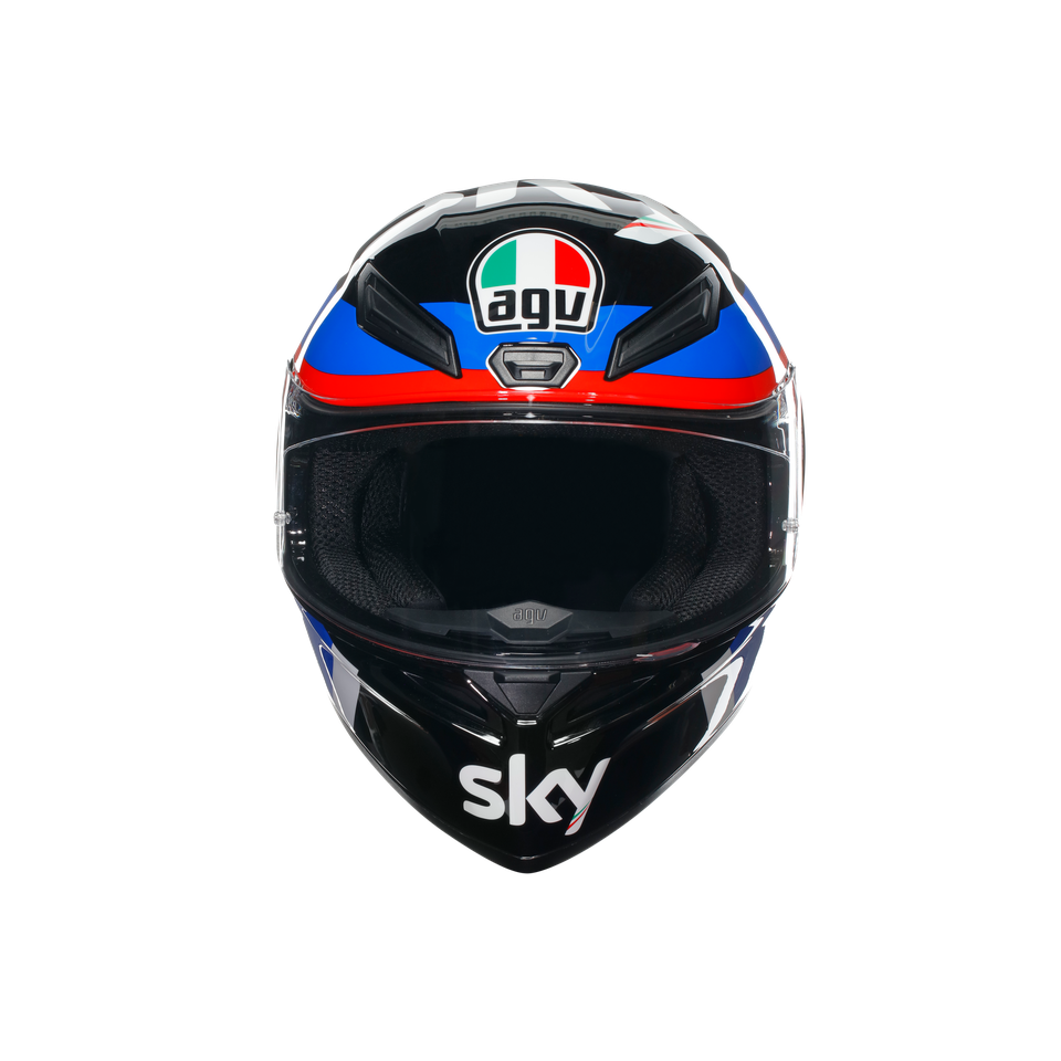 AGV Casco K1 Replica S VR46 Sky Racing Black/Red: Casco Moto Aerodinamico Con Visiera Panoramica