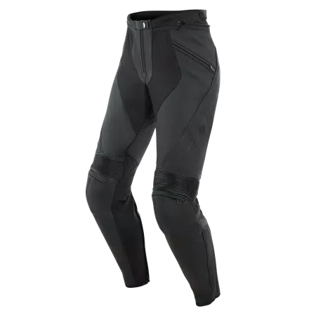 PONY 3 - DAMES MOTORFIETS LEREN BROEK - BLACK-MATT - 1