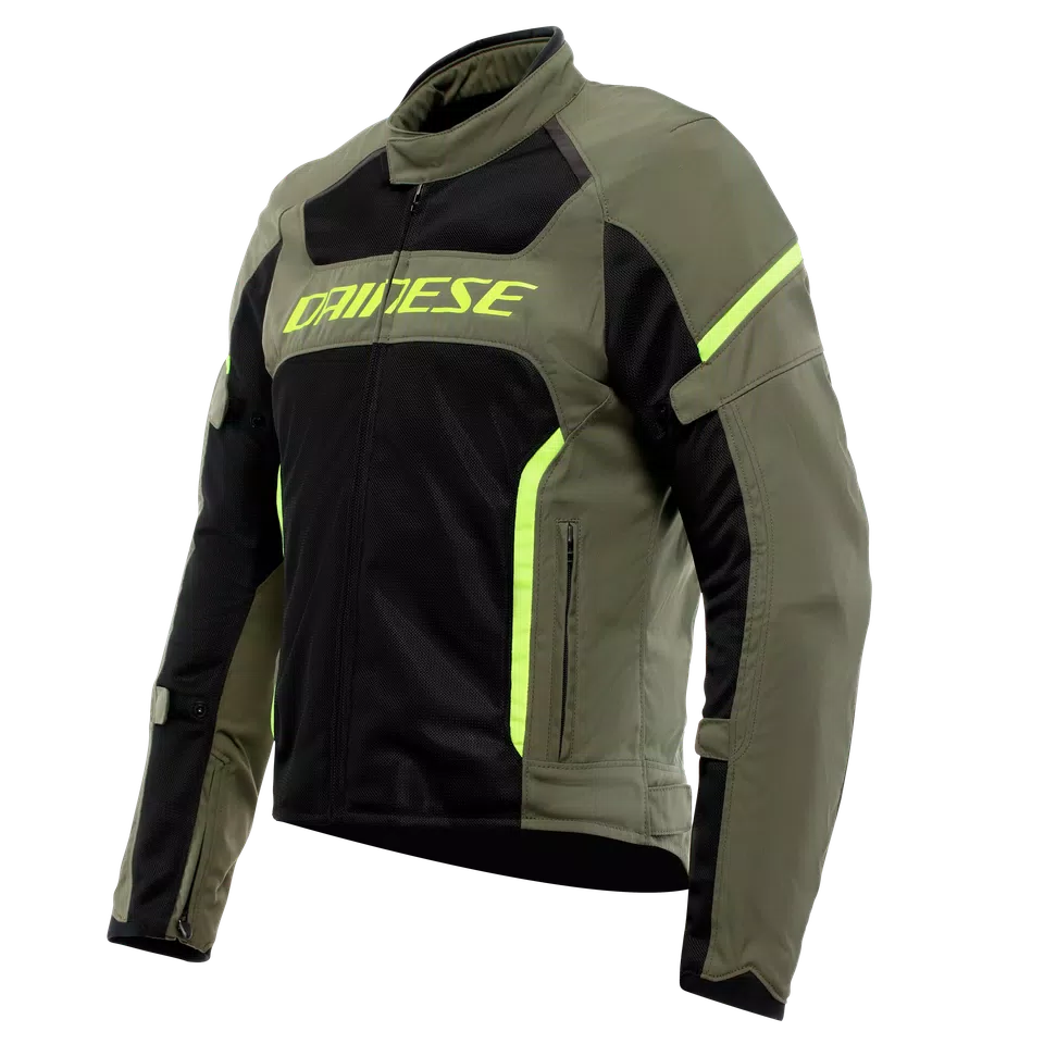 AIR FRAME 3 TEX - MEN'S SUMMER MOTORCYCLE JACKET IN FABRIC - ARMY GREEN/BLACK/FLUO YELLOW - 1