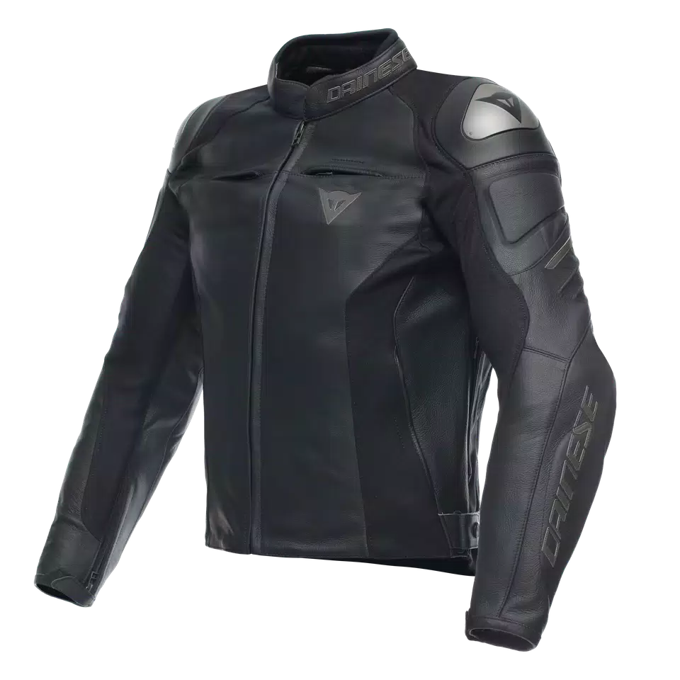 ESSENTIAL RACING LEATHER JACKET - BLACK/ANTHRACITE - 1