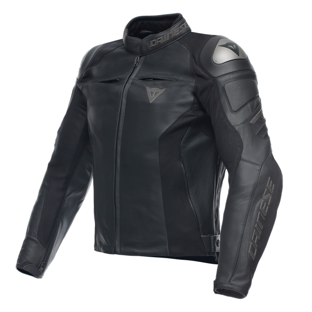 ESSENTIAL RACING LEATHER JACKET BLACK/ANTHRACITE- 