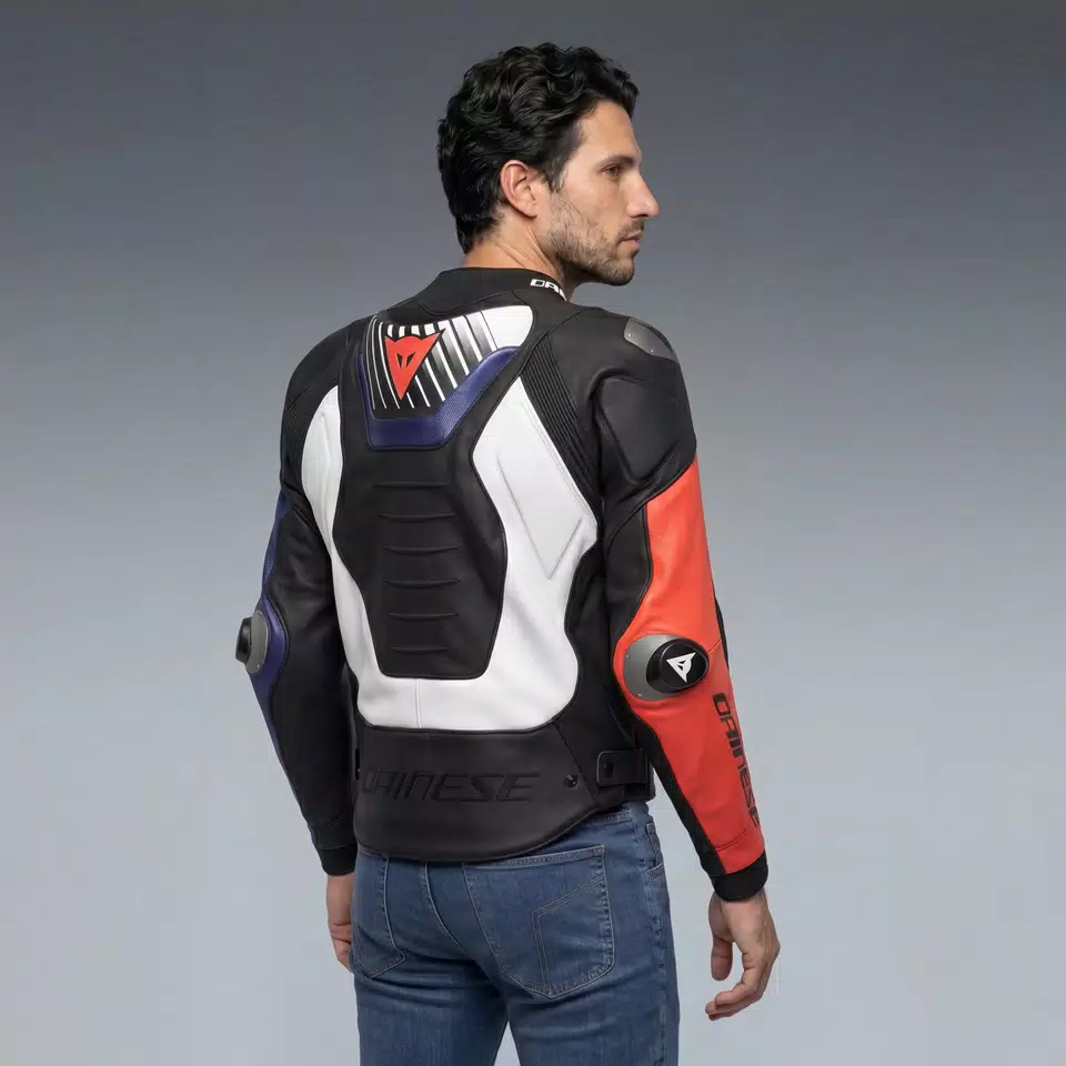 SUPER SPEED 5 LEATHER JACKET - BLACK/BLUE/FLUO RED - 4