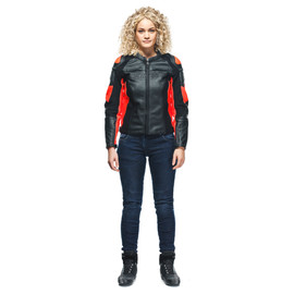 RACING 4 LADY LEATHER JACKET BLACK/FLUO-RED- Giacche donna