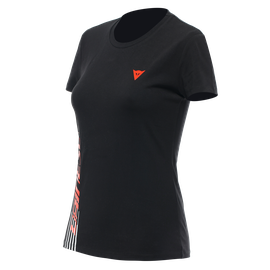 DAINESE T-SHIRT LOGO LADY BLACK/FLUO-RED
