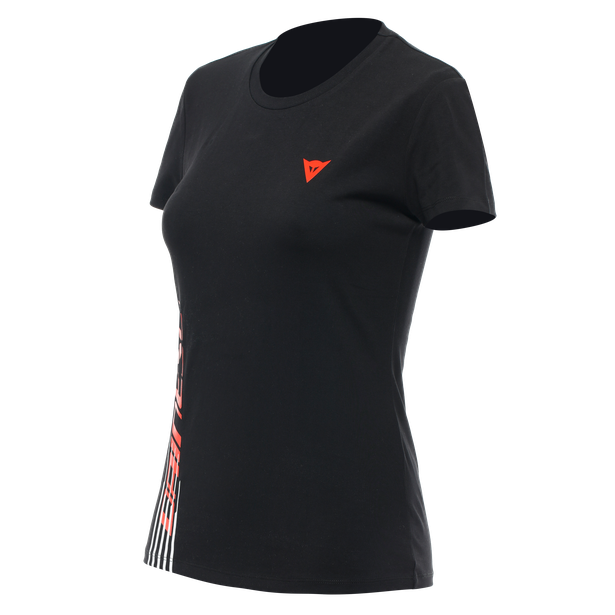 dainese-logo-t-shirt-donna-black-fluo-red image number 0