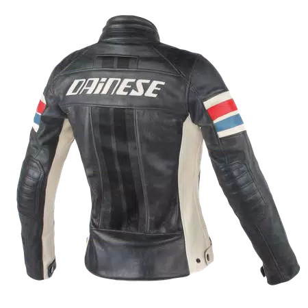 LOLA 5 - LADY LEATHER MOTORCYCLE JACKET - BLACK/RED/BLUE - 2