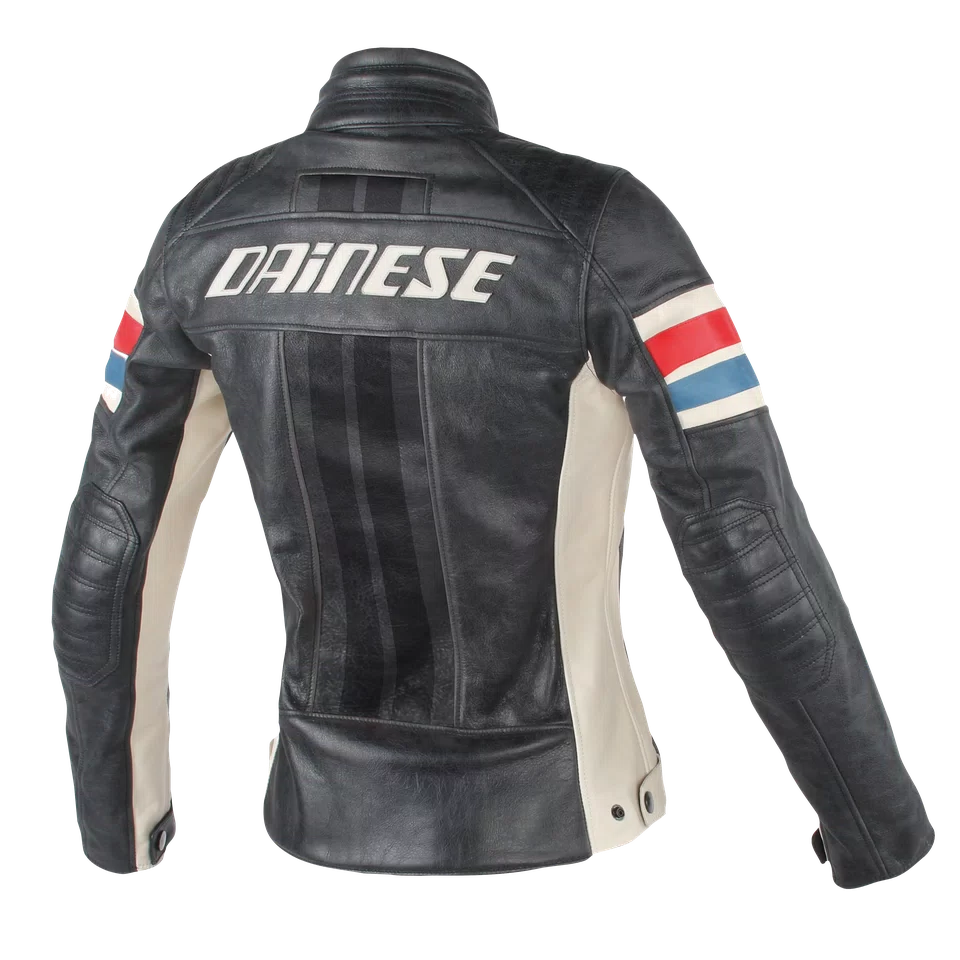 LOLA 5 LADY LEATHER JACKET BLACK RED BLUE Dainese