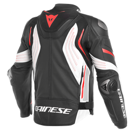 SUPER SPEED 3 PERF. LEATHER JACKET BLACK/WHITE/FLUO-RED- Ventilated