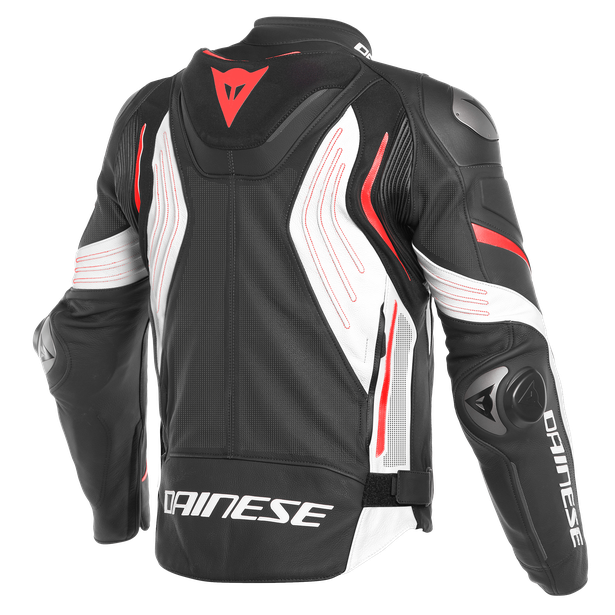 SUPER SPEED 3 PERF. LEATHER JACKET BLACK/WHITE/FLUO-RED- Leather