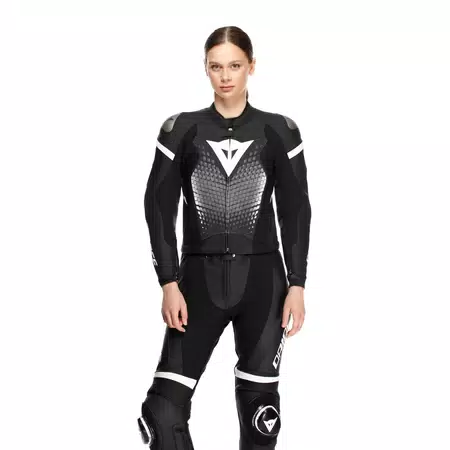 FULMINEA - WOMEN'S TWO-PIECE LEATHER SUIT - BLACK/WHITE - 5